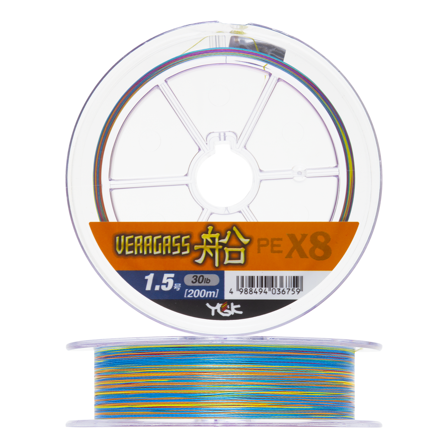 Шнур плетеный YGK Veragass PE X8 Fune #1,5 0,205мм 200м (multicolor)